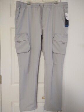 Tahari Men's Light Gray Cargo Jogger Pants - Drawstring Waist X-Large